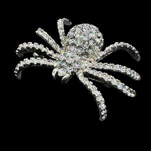 Vintage Spider Brooch Silver Tone *read*